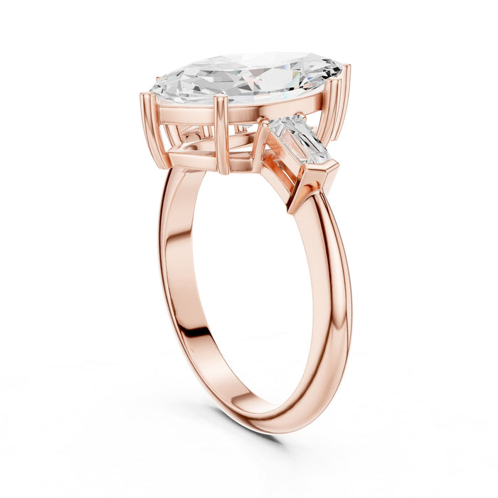 Marquise Lab Grown Diamond Three-Stone Engagement Ring yellow gold video