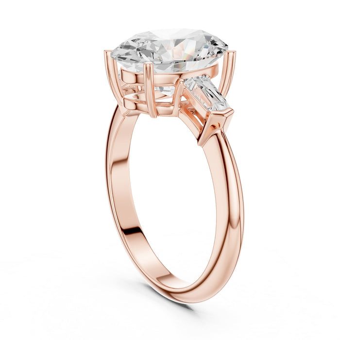 Oval Lab Grown Diamond Three-Stone Engagement Ring yellow gold video