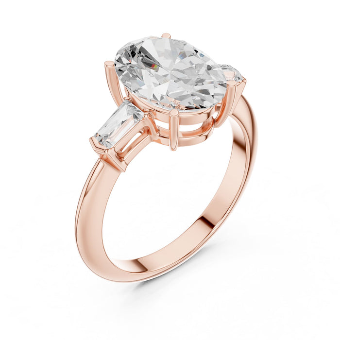 Oval Lab Grown Diamond Three-Stone Engagement Ring rose gold video