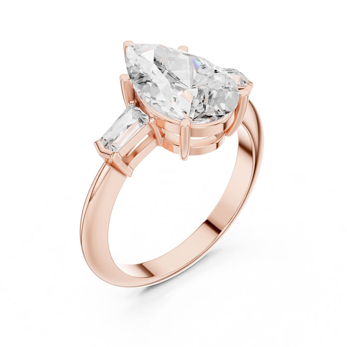 Pear Lab Grown Diamond Three-Stone Engagement Ring rose gold video