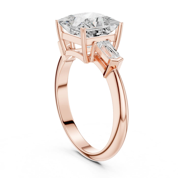 Princess Lab Grown Diamond Three-Stone Engagement Ring yellow gold video