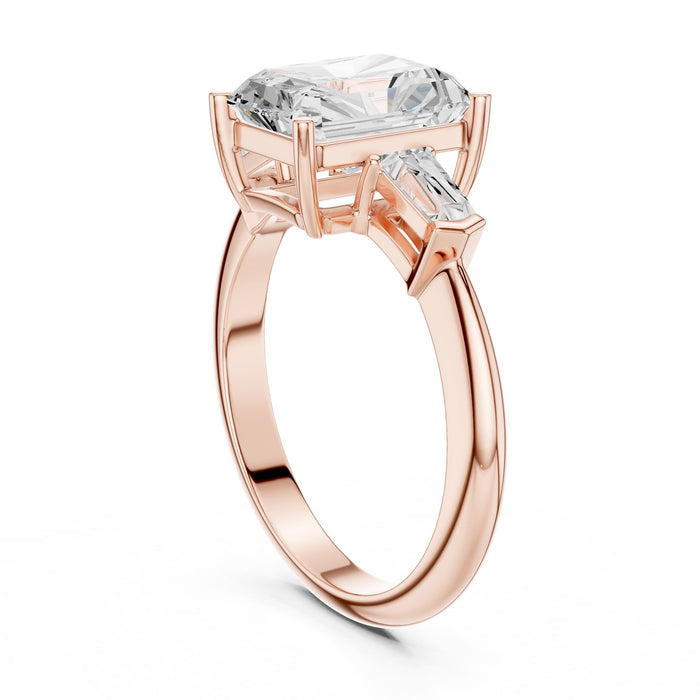 Emerald Lab Grown Diamond Three-Stone Engagement Ring yellow gold video