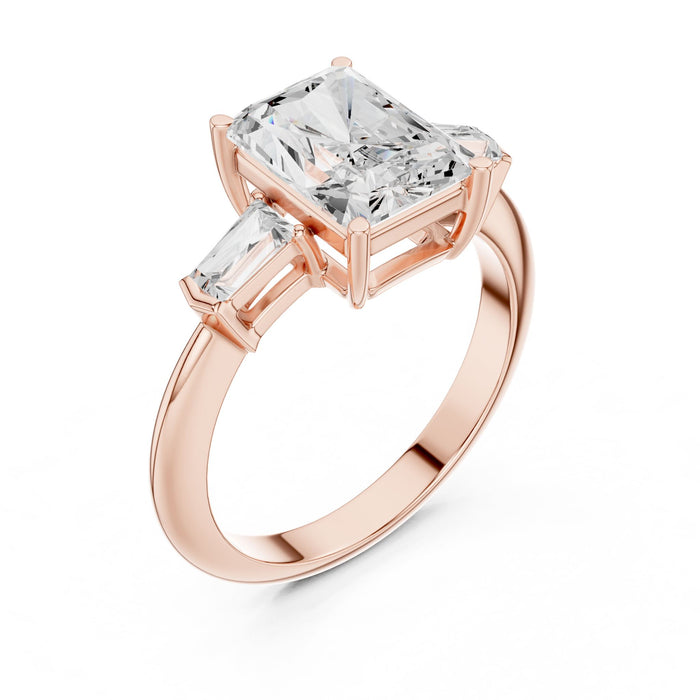 Emerald Lab Grown Diamond Three-Stone Engagement Ring rose gold video