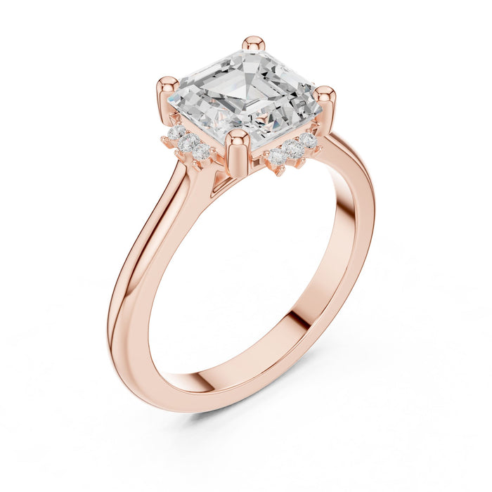 Asscher Lab Grown Diamond Hidden-Halo Engagement Ring rose gold video