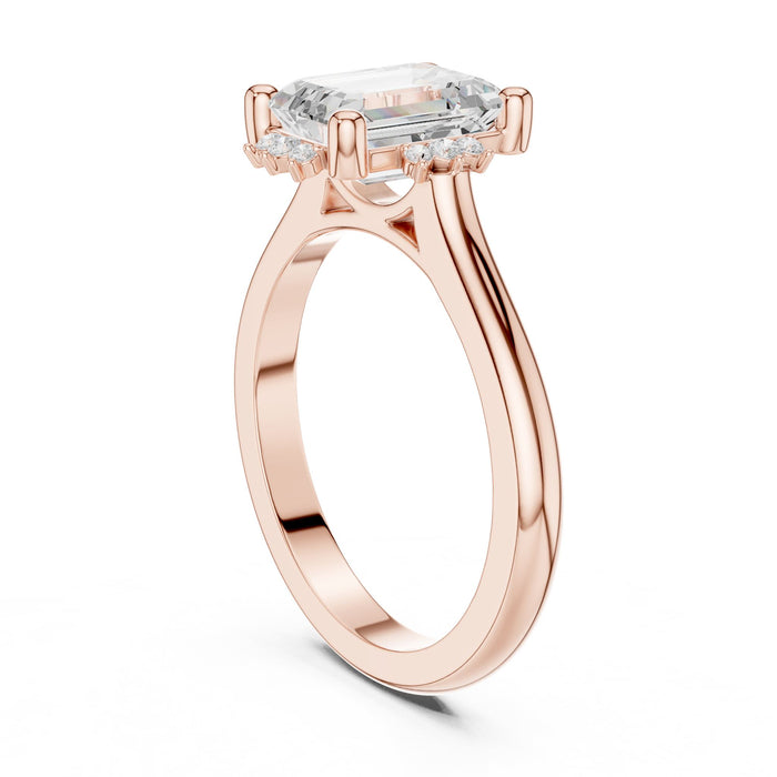 Emerald Lab Grown Diamond Side-Stone Engagement Ring yellow gold video