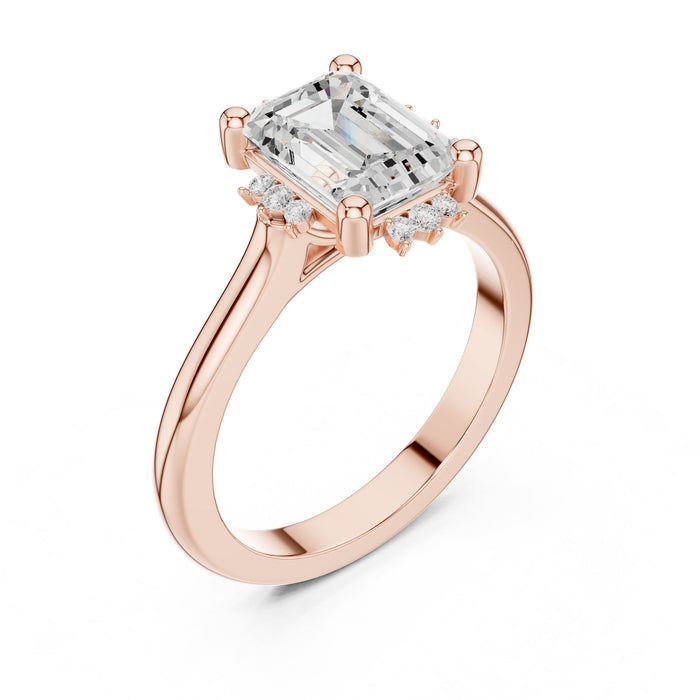 Emerald Lab Grown Diamond Side-Stone Engagement Ring rose gold video