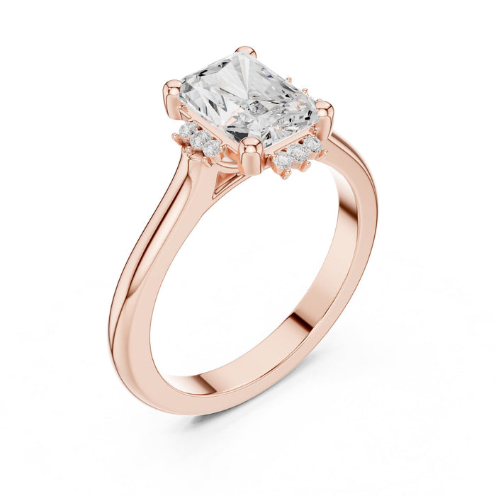 Emerald Lab Grown Diamond Hidden-Halo Engagement Ring rose gold video