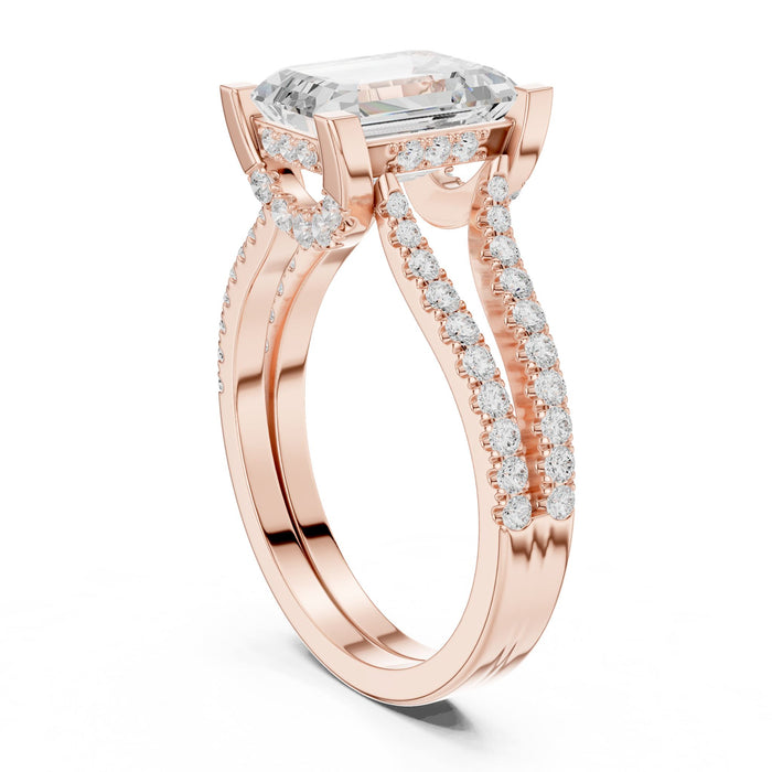 Emerald Lab Grown Diamond Split-Shank Engagement Ring rose gold video