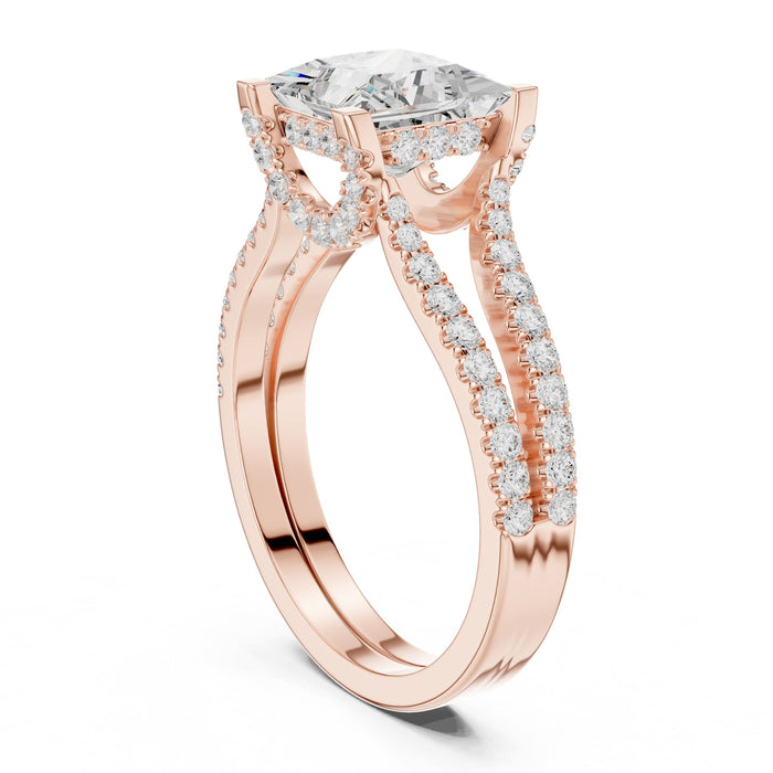 Princess Lab Grown Diamond Split-Shank Engagement Ring yellow gold video