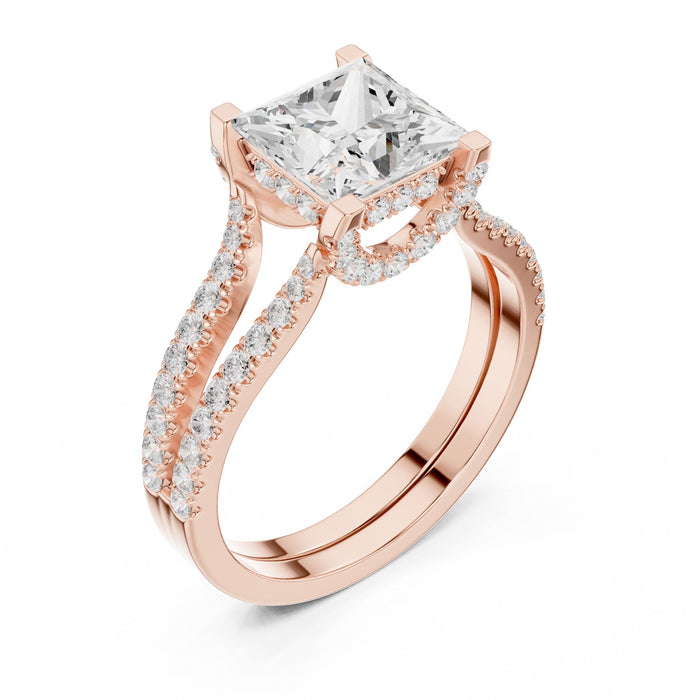 Princess Lab Grown Diamond Split-Shank Engagement Ring rose gold video