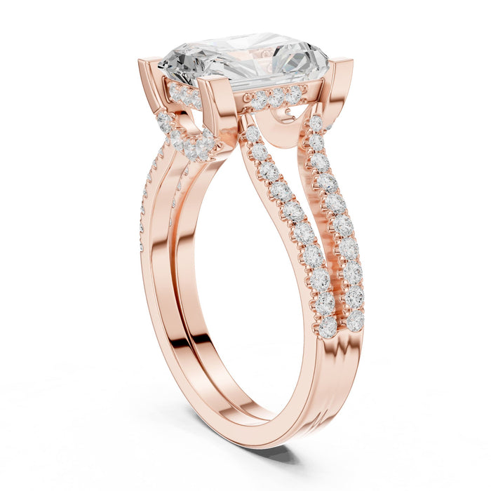 Radiant Lab Grown Diamond Split-Shank Engagement Ring yellow gold video