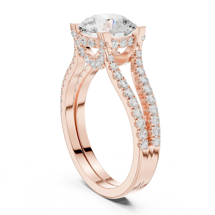 Round Lab Grown Diamond Split-Shank Engagement Ring yellow gold video