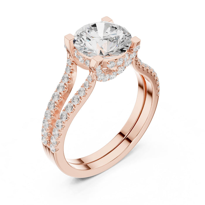 Round Lab Grown Diamond Split-Shank Engagement Ring rose gold video
