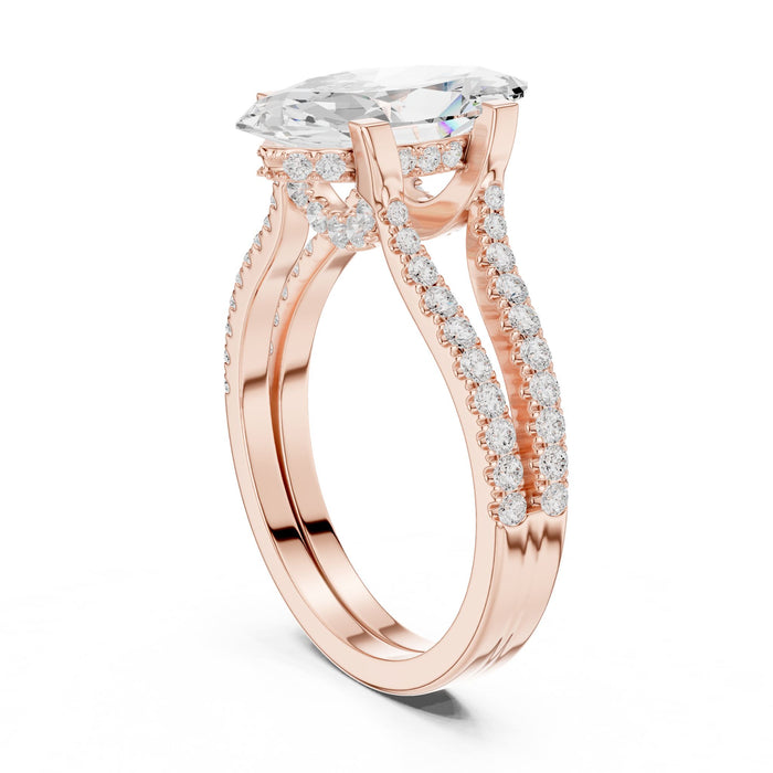 Marquise Lab Grown Diamond Split-Shank Engagement Ring yellow gold video