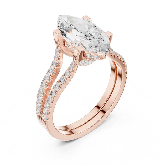 Marquise Lab Grown Diamond Split-Shank Engagement Ring rose gold video