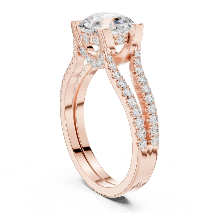 Octagon Lab Grown Diamond Split-Shank Engagement Ring yellow gold video