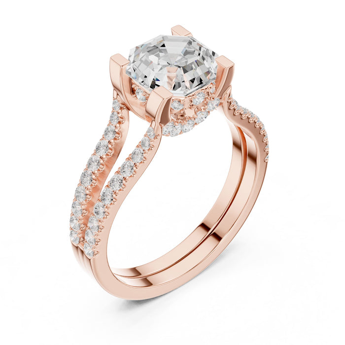 Octagon Lab Grown Diamond Split-Shank Engagement Ring rose gold video