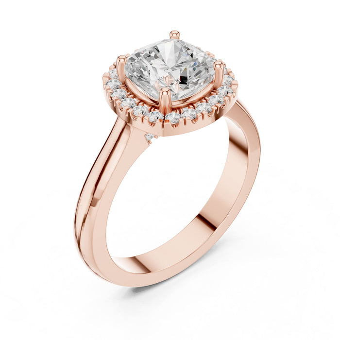 Cushion Lab Grown Diamond Halo Engagement Ring rose gold video