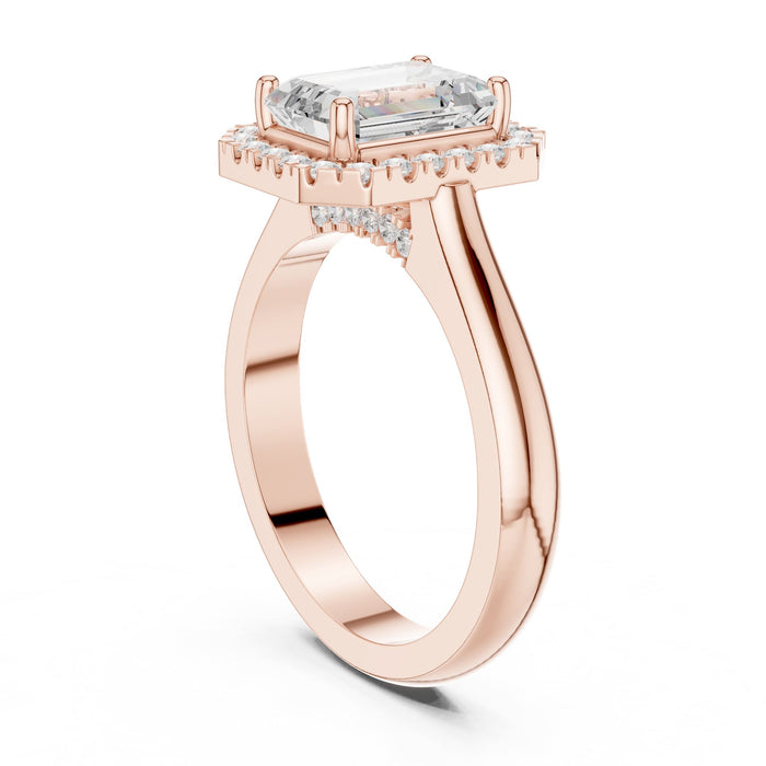 Emerald Lab Grown Diamond Halo Engagement Ring yellow gold video