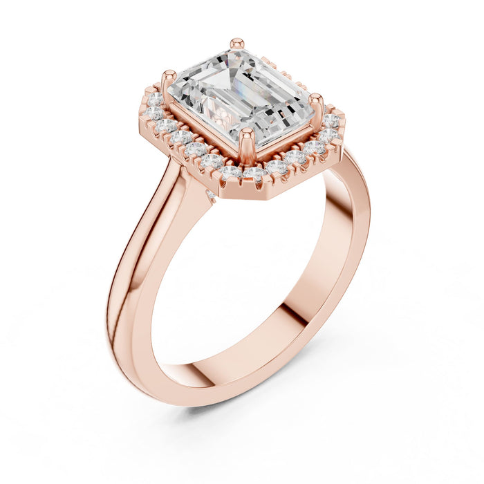 Emerald Lab Grown Diamond Halo Engagement Ring rose gold video