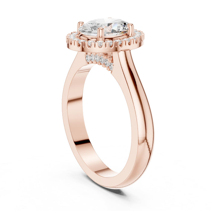 Oval Lab Grown Diamond Halo Engagement Ring yellow gold video
