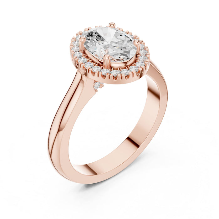Oval Lab Grown Diamond Halo Engagement Ring rose gold video