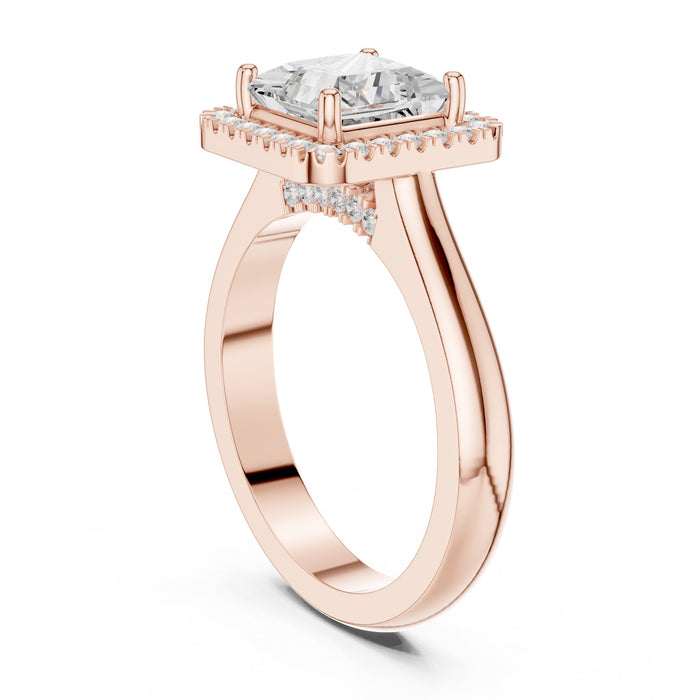 Princess Lab Grown Diamond Halo Engagement Ring yellow gold video