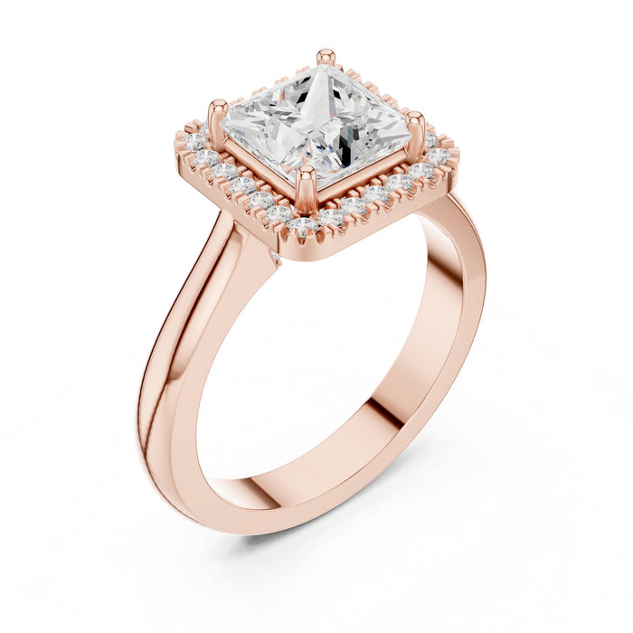 Princess Lab Grown Diamond Halo Engagement Ring rose gold video