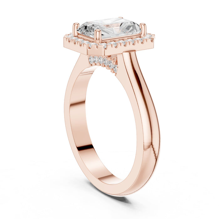 Emerald Lab Grown Diamond Halo Engagement Ring yellow gold video