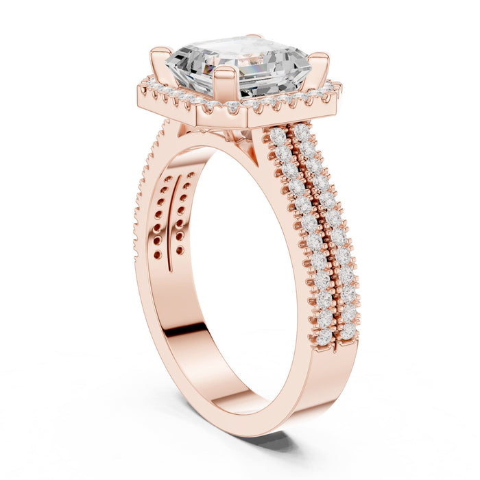 Asscher Lab Grown Diamond Halo Engagement Ring yellow gold video