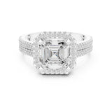 Asscher Lab Grown Diamond Halo Engagement Ring