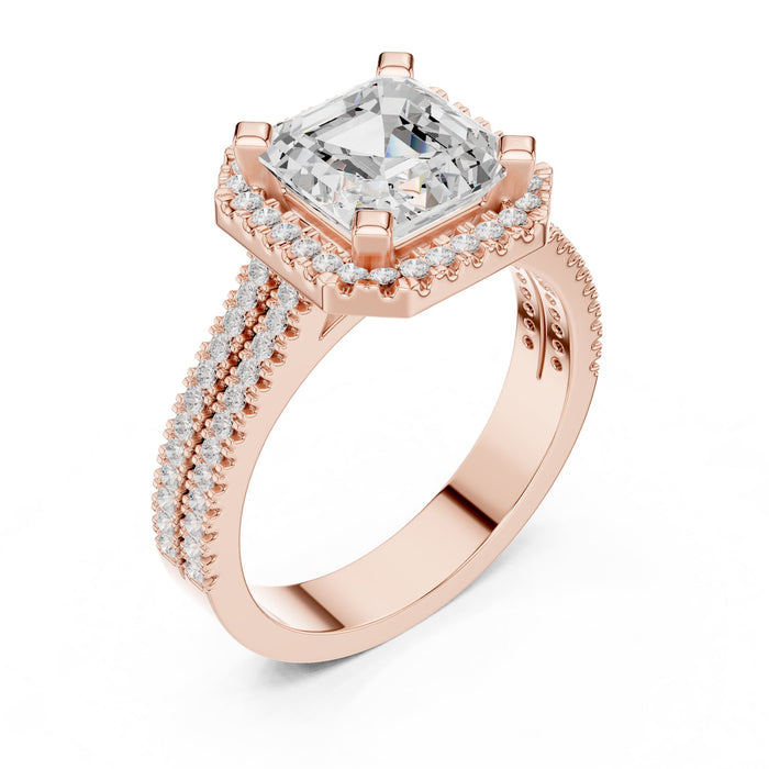 Asscher Lab Grown Diamond Halo Engagement Ring rose gold video