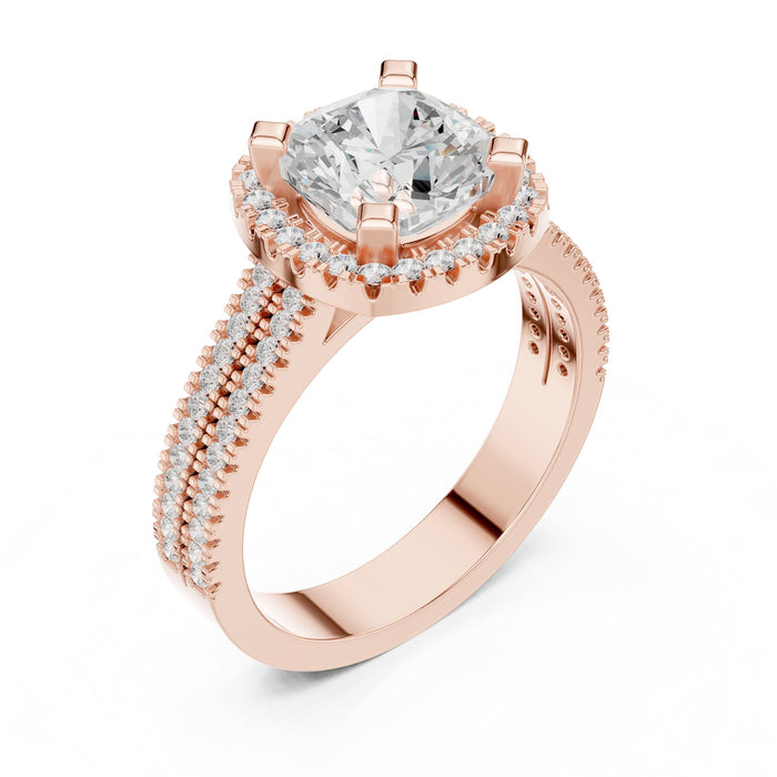 Cushion Lab Grown Diamond Halo Engagement Ring rose gold video