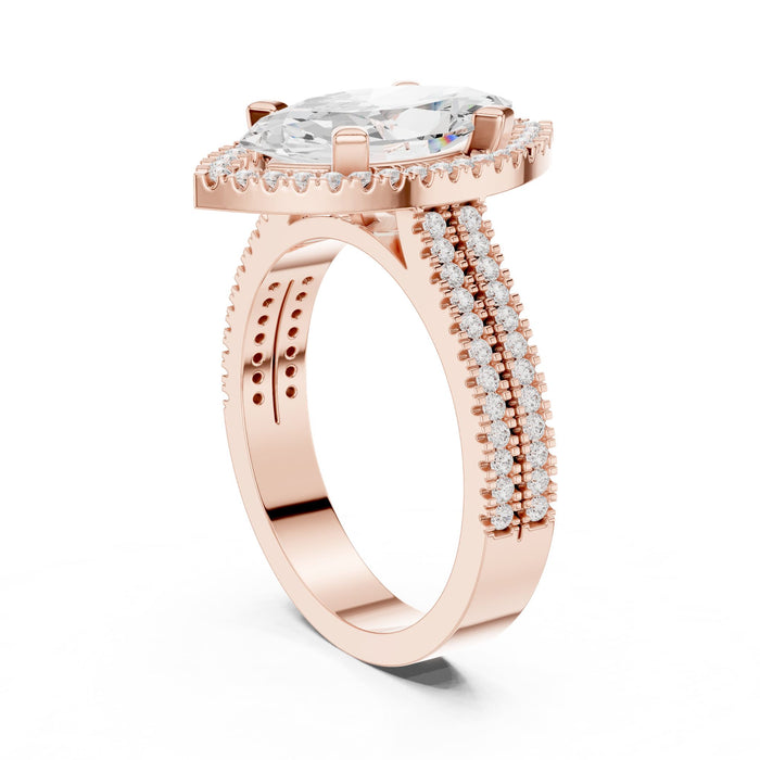 Marquise Lab Grown Diamond Halo Engagement Ring yellow gold video