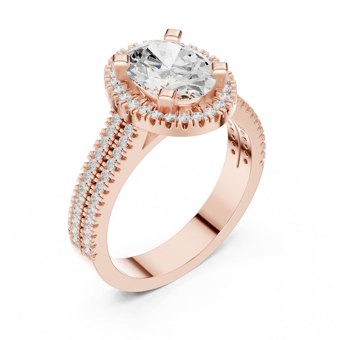 Oval Lab Grown Diamond Halo Engagement Ring rose gold video