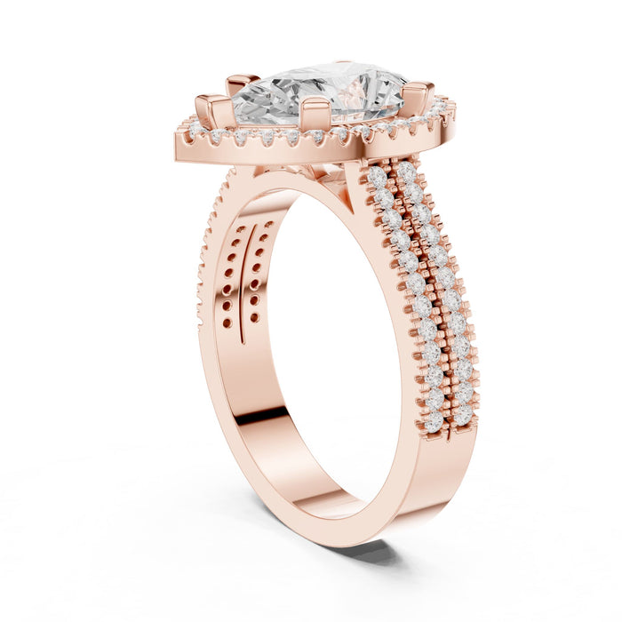 Pear Lab Grown Diamond Halo Engagement Ring yellow gold video