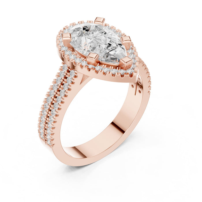 Pear Lab Grown Diamond Halo Engagement Ring rose gold video