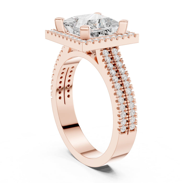 Princess Lab Grown Diamond Halo Engagement Ring yellow gold video