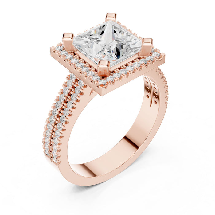 Princess Lab Grown Diamond Halo Engagement Ring rose gold video