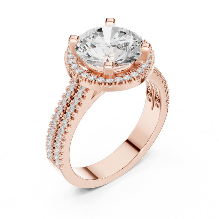Round Lab Grown Diamond Halo Engagement Ring rose gold video