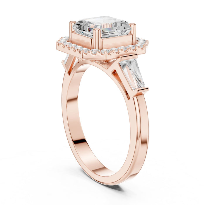Asscher Lab Grown Diamond Halo Engagement Ring yellow gold video