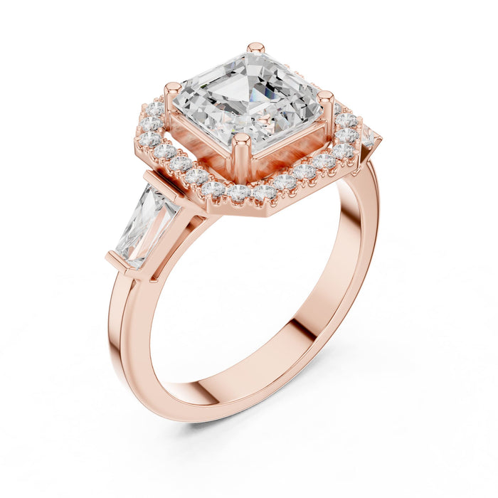 Asscher Lab Grown Diamond Halo Engagement Ring rose gold video