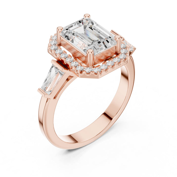 Emerald Lab Grown Diamond Halo Engagement Ring rose gold video