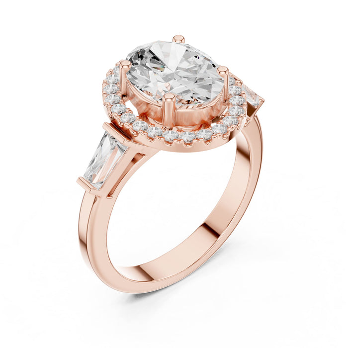Oval Lab Grown Diamond Halo Engagement Ring rose gold video