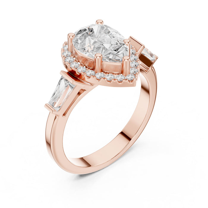 Pear Lab Grown Diamond Halo Engagement Ring rose gold video
