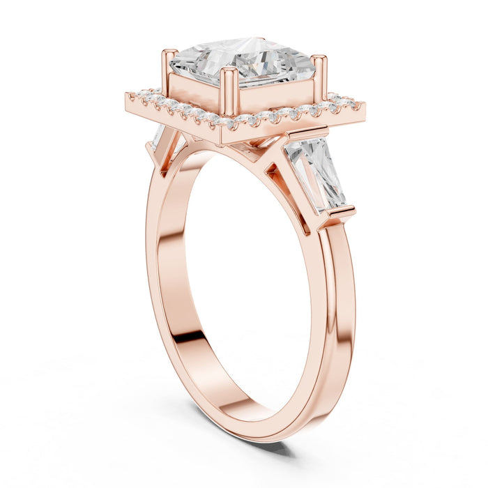 Princess Lab Grown Diamond Halo Engagement Ring rose gold video