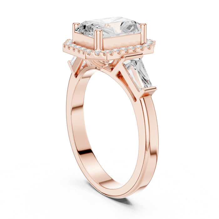 Emerald Lab Grown Diamond Halo Engagement Ring yellow gold video