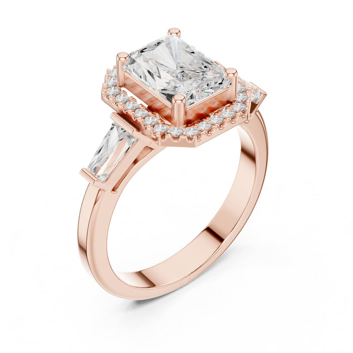 Emerald Lab Grown Diamond Halo Engagement Ring rose gold video
