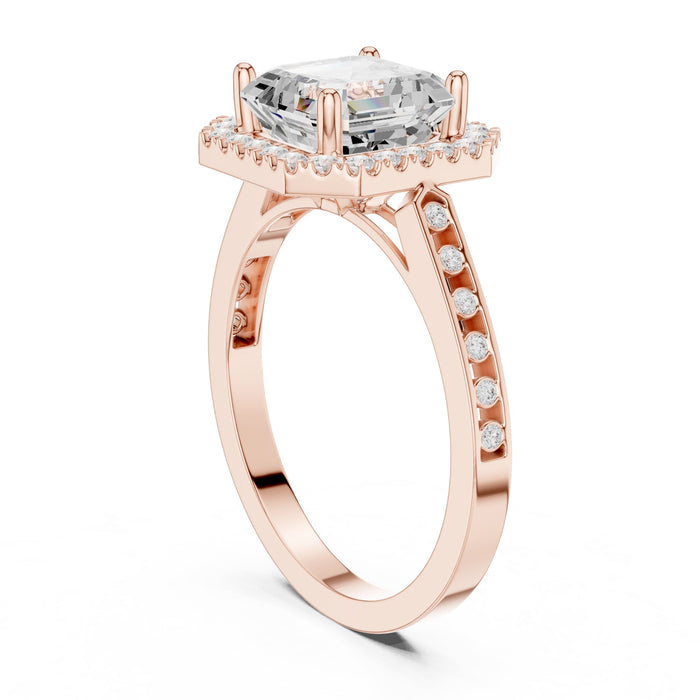 Asscher Lab Grown Diamond Halo Engagement Ring yellow gold video