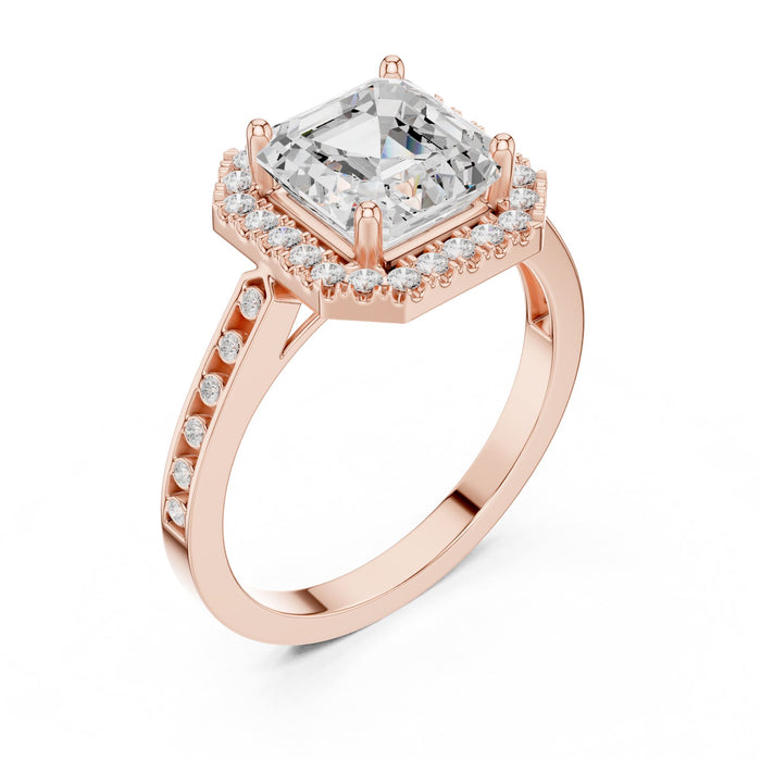Asscher Lab Grown Diamond Halo Engagement Ring rose gold video